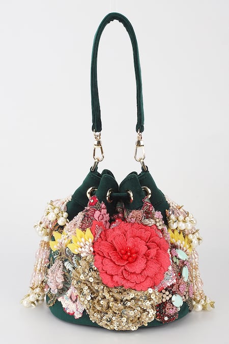 Varun Bahl Royal Garden Velvet Potli Bag 