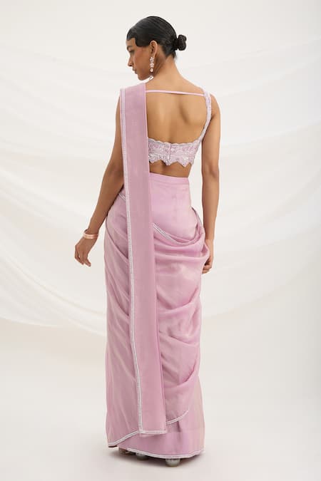 Mirroir Lilac Purple Pre-Draped Saree Set 