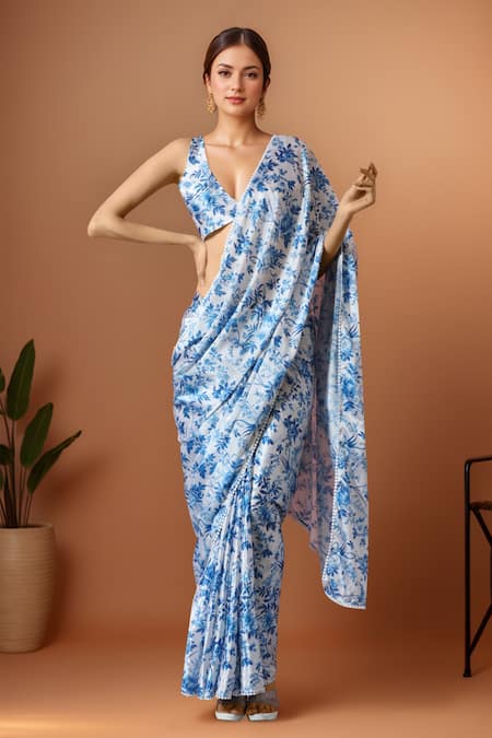Samyukta Singhania Printed Pre-Draped Saree & Blouse Set 