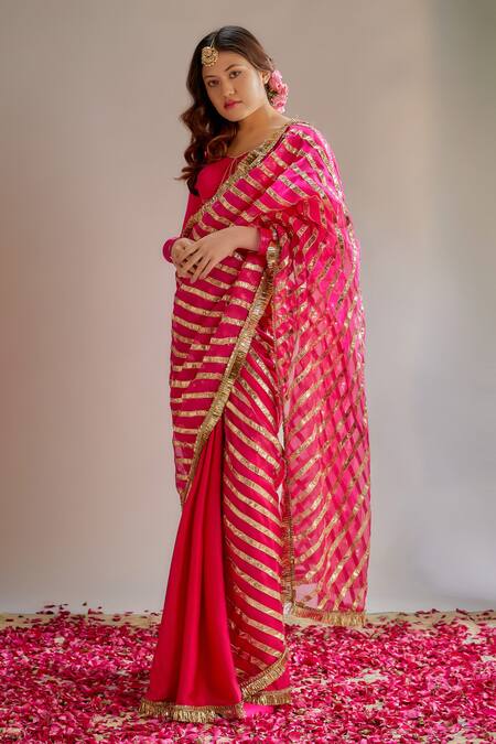 Ranbir Mukherjee Calcutta Pink Modal Gota Patti Rani Silk Saree Set Online at Aza Fashions Ranbir Mukherjee Calcutta_Pink Modal Gota Patti Rani Silk Saree Set _Online_at_Aza_Fashions