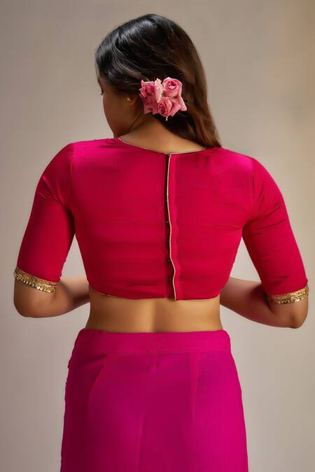 Ranbir Mukherjee Calcutta Pink Modal Gota Patti Rani Silk Saree Set at Aza Fashions Ranbir Mukherjee Calcutta_Pink Modal Gota Patti Rani Silk Saree Set _at_Aza_Fashions