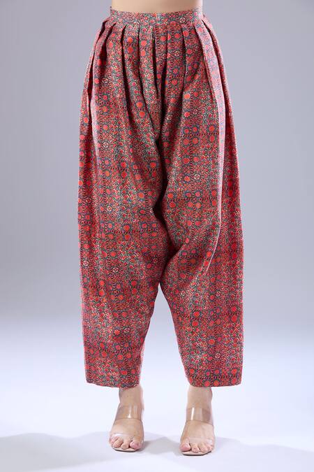 Buy Debyani + CO Orange Silk Embroidery Round Neck Suraj Zig Zag Kurta Set Buy_Debyani + CO_Orange Silk Embroidery Round Neck Suraj Zig Zag Kurta Set