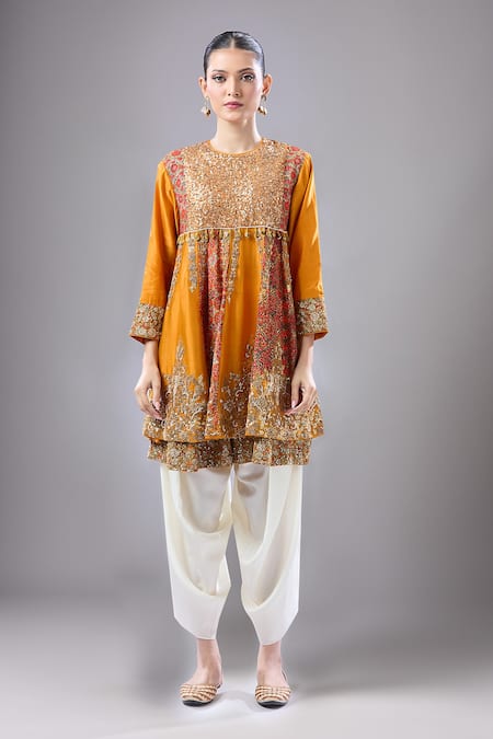 Debyani + Co Embroidered Burnt Orange Anarkali Set 