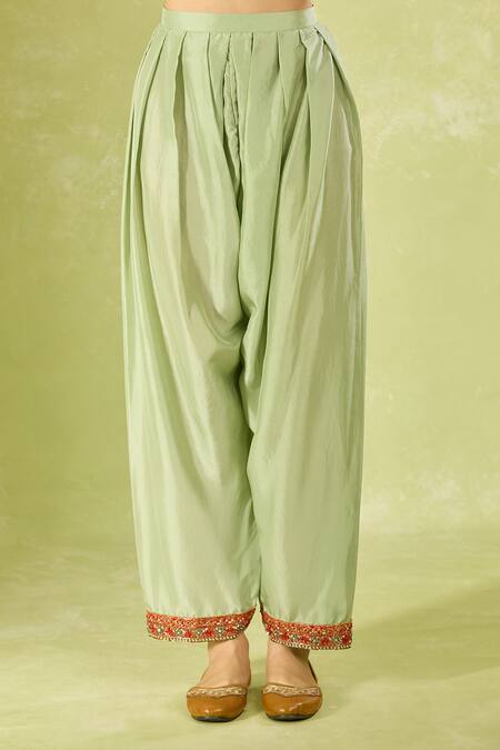 Debyani + CO Red Silk Embroidery Round Neck Kurta Set Online at Aza Fashions Debyani + CO_Red Silk Embroidery Round Neck Kurta Set _Online_at_Aza_Fashions