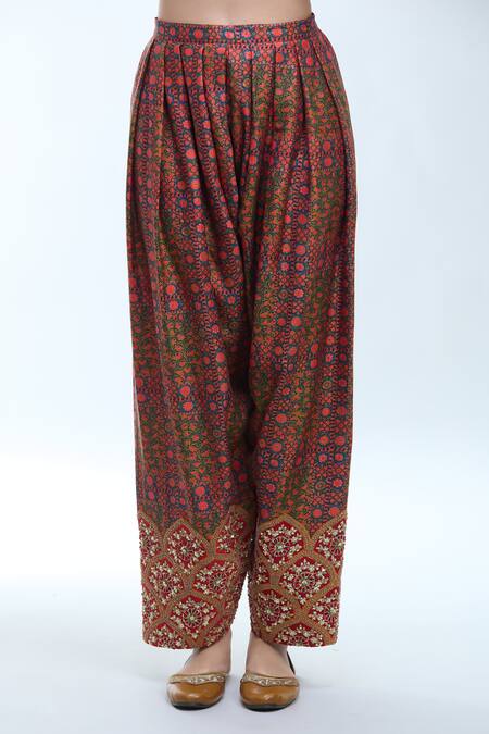 Shop Debyani + CO Multi Color Silk Sequins, Embroidery Round Neck Floral Print Kurta Set Shop_Debyani + CO_Multi Color Silk Sequins, Embroidery Round Neck Floral Print Kurta Set