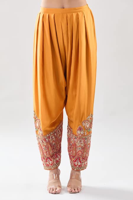 Shop Debyani + CO Pink Silk Zari, Embroidery Round Neck Zardozi Kurta With Salwar Online at Aza Fashions Shop_Debyani + CO_Pink Silk Zari, Embroidery Round Neck Zardozi Kurta With Salwar _Online_at_Aza_Fashions