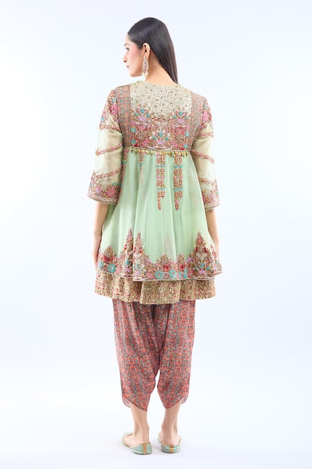 Debyani + CO Pista Green Embroidered Anarkali Set 