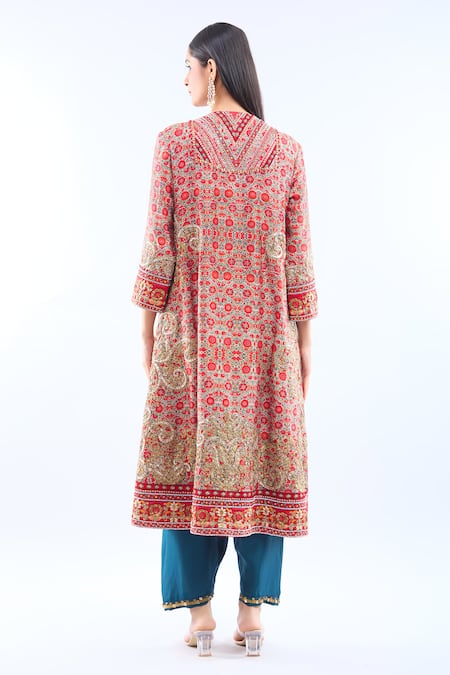 Debyani + CO Multi Color Embroidered Kurta Set 