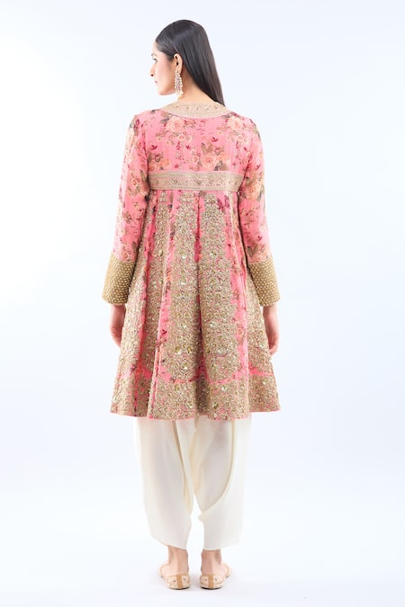 Debyani + CO Embroidered Blush Pink Anarkali Set 