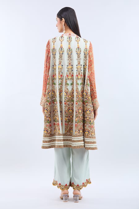 Debyani + CO Embroidered Ice Blue Kurta Set 