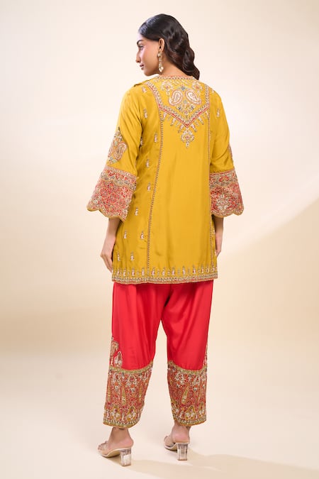 Debyani + CO Mustard Yellow Silk Kurta Set 