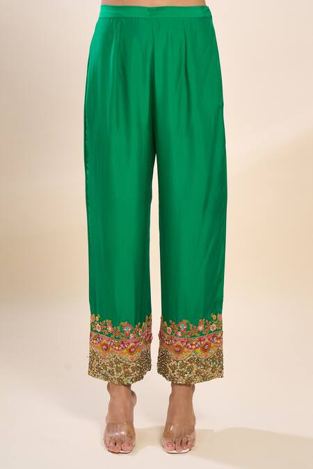 Buy Debyani + CO Green Silk Embroidery Round Neck Kurta Set With Cape Online at Aza Fashions Buy_Debyani + CO_Green Silk Embroidery Round Neck Kurta Set With Cape _Online_at_Aza_Fashions