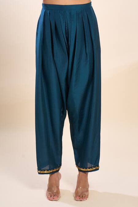 Debyani + CO_Multi Color Silk Embroidery Round Neck Kurta Pant Set _Online_at_Aza_Fashions