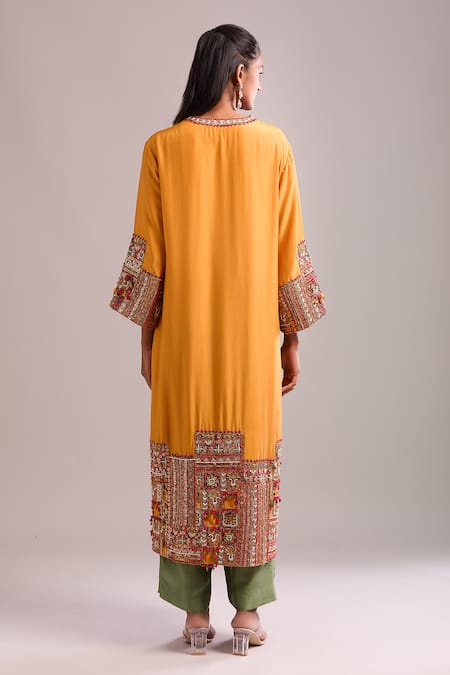 Debyani + CO Burnt Orange Kurta Set With Pant & Dupatta 