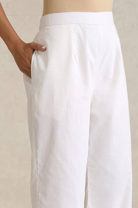 Wazir C_Blue Georgette, Cotton Embroidery Collared Nargis Choga Set _Online_at_Aza_Fashions