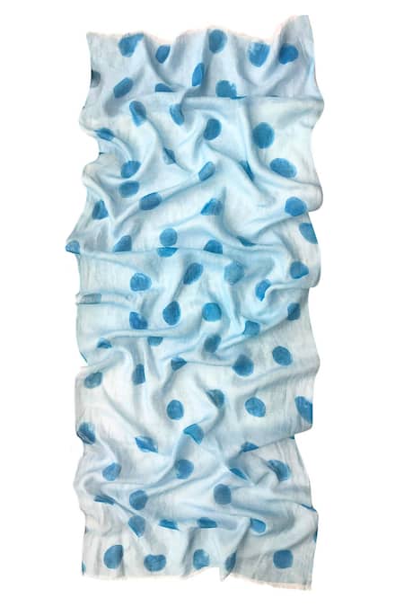 Pashma Polka Dots Azure Linen Scarf 