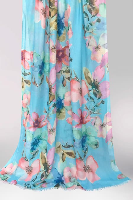Pashma Multi Color Multicolor Floral Print Scarf 