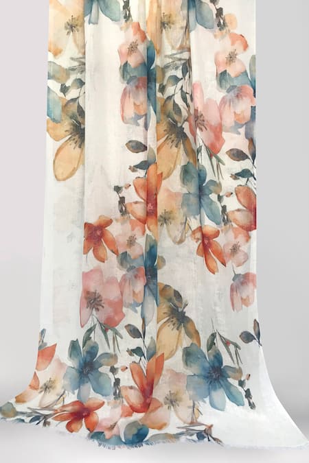 Pashma Multi Color Multicolor Floral Print Scarf 