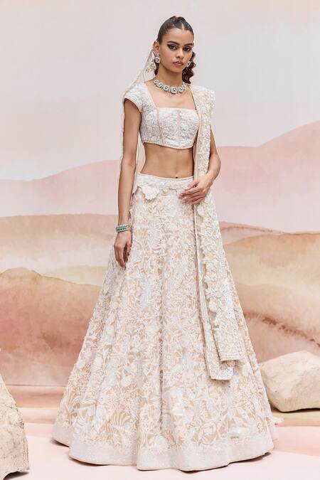 Mishru Gold Organza, Tulle Sequins, Embroidery Square Neck Itea Bridal Lehenga Set at Aza Fashions Mishru_Gold Organza, Tulle Sequins, Embroidery Square Neck Itea Bridal Lehenga Set _at_Aza_Fashions