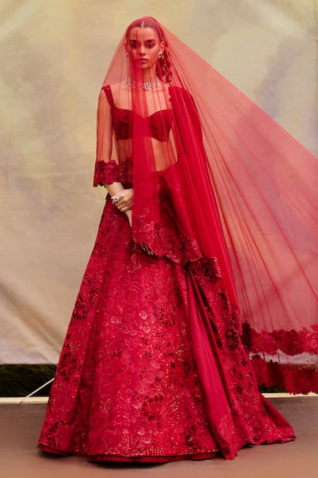 Mishru Ellisiana Red Lehenga Set 