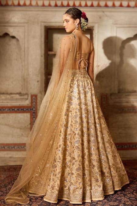 Cedar & Pine Ivory Embroidered Classic Lehenga Set 