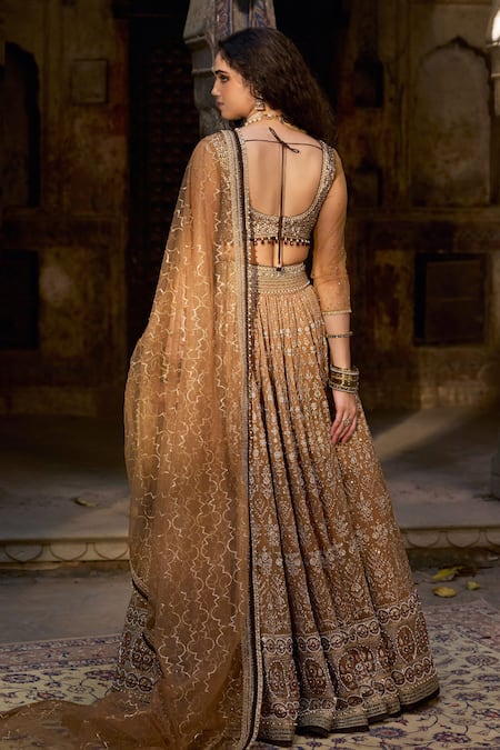 Cedar & Pine Gold Embroidered Lehenga Set 