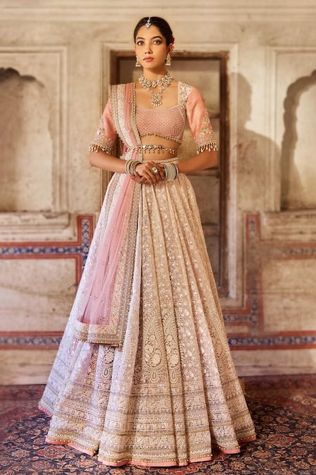 Cedar & Pine Blush Pink Embroidered Lehenga Set 