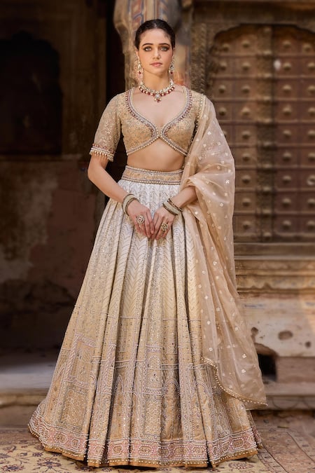 Cedar & Pine Ivory Embroidered Lehenga Set 
