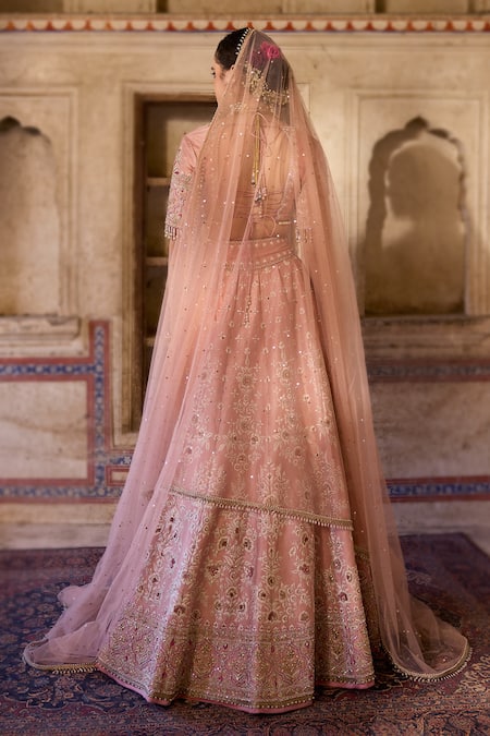 Cedar & Pine Blush Pink Embroidered Lehenga Set 