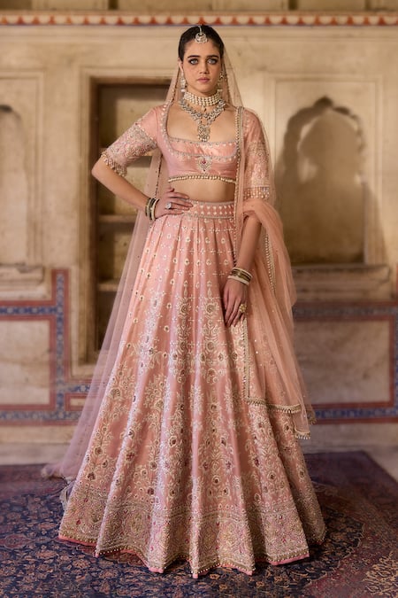 Cedar & Pine Blush Pink Embroidered Lehenga Set 