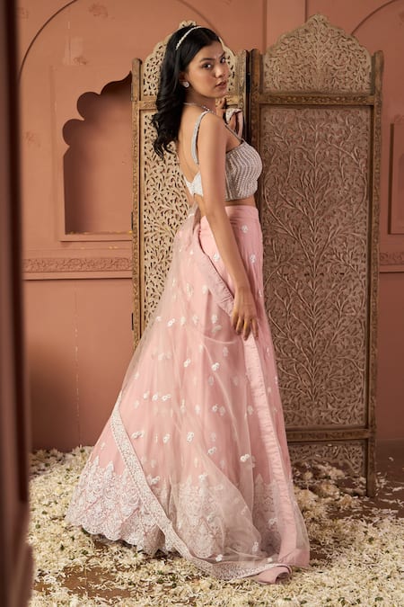 Tasuvure Indes Embroidered Soft Pink Lehenga Set 