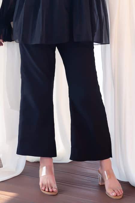 Buy_Aanchal Vijaywargi_Black Organza Embroidery Round Neck Grace Shirt _Online_at_Aza_Fashions