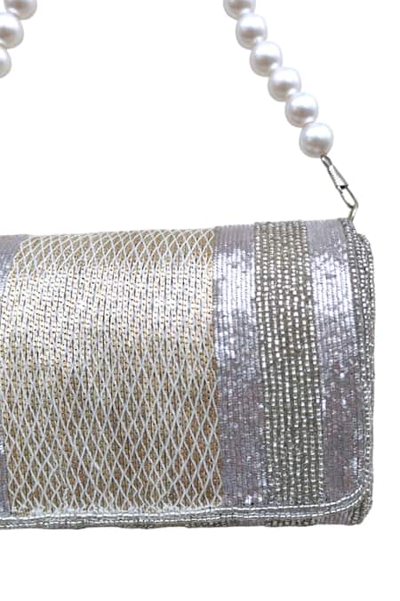 Shop_A Clutch Story_Silver Beads Brass Clutch Bag _Online_at_Aza_Fashions
