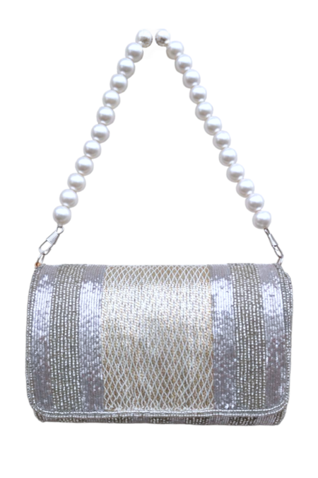 A Clutch Story_Silver Beads Brass Clutch Bag _at_Aza_Fashions