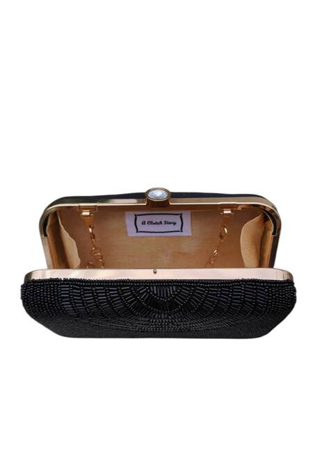 Buy_A Clutch Story_Black Beads Cleopatra Clutch _Online_at_Aza_Fashions