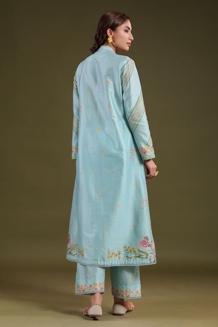 Label Niti Bothra Printed Silk Chanderi Kurta Set 