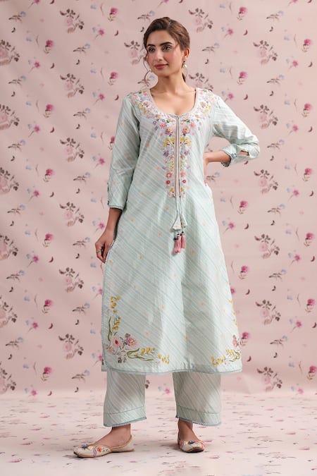 Label Niti Bothra Noor Striped Straight Long Kurta Set 