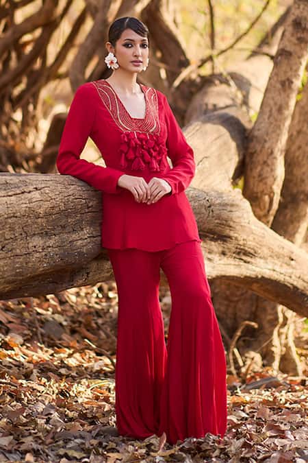 Nirmooha Crimson Diary Sharara Set 