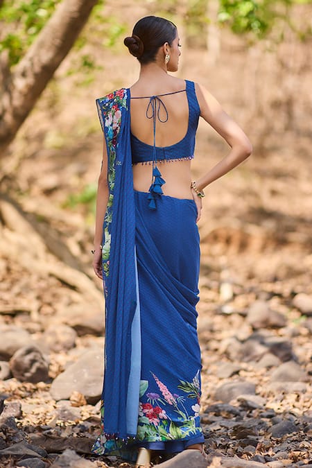 Nirmooha Floral Printed Chiffon Saree Set 