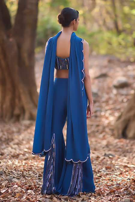 Nirmooha Blue Hand Embroidered Sharara Set 