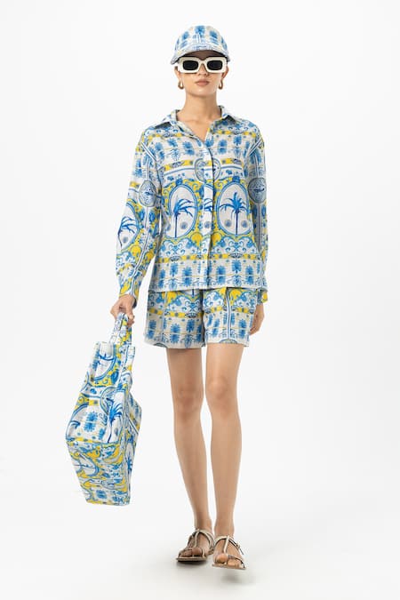Sobariko Coco Palm Printed Shirt & Shorts Set 