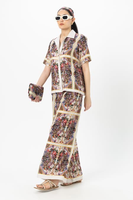 Buy SOBARIKO Multi Color Linen Collared Multicolor Rococo Co-ord Set Online at Aza Fashions Buy_SOBARIKO_Multi Color Linen Collared Multicolor Rococo Co-ord Set _Online_at_Aza_Fashions