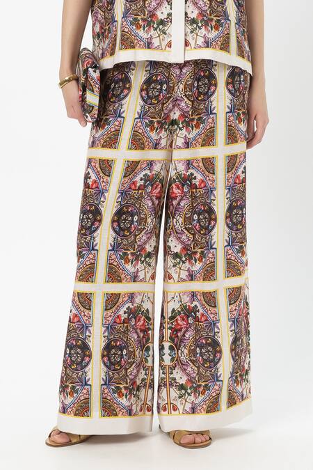 Shop SOBARIKO Multi Color Linen Collared Multicolor Rococo Co-ord Set Online at Aza Fashions Shop_SOBARIKO_Multi Color Linen Collared Multicolor Rococo Co-ord Set _Online_at_Aza_Fashions