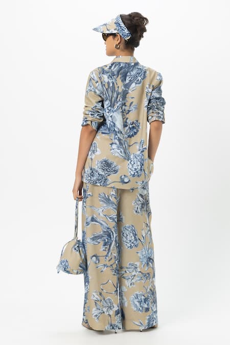 SOBARIKO Floral Print Blazer & Pant Set 