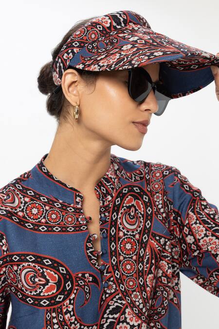 Shop_SOBARIKO_Blue Linen Keyhole Neck Deniz Shift Dress _Online_at_Aza_Fashions