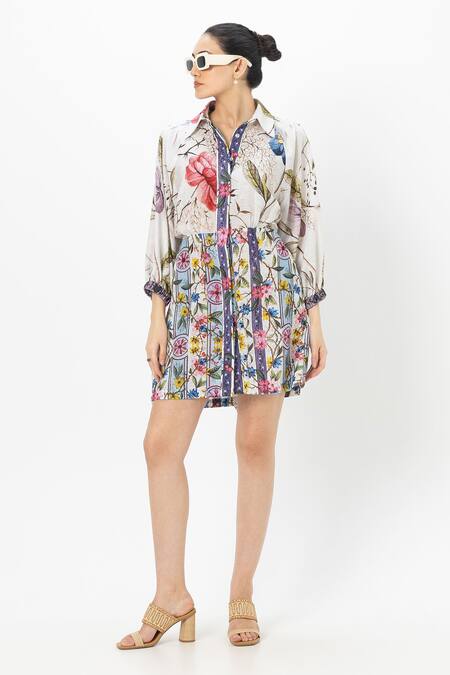 SOBARIKO_White Linen Collared Alicia Chloe 2 In 1 Dress _Online_at_Aza_Fashions