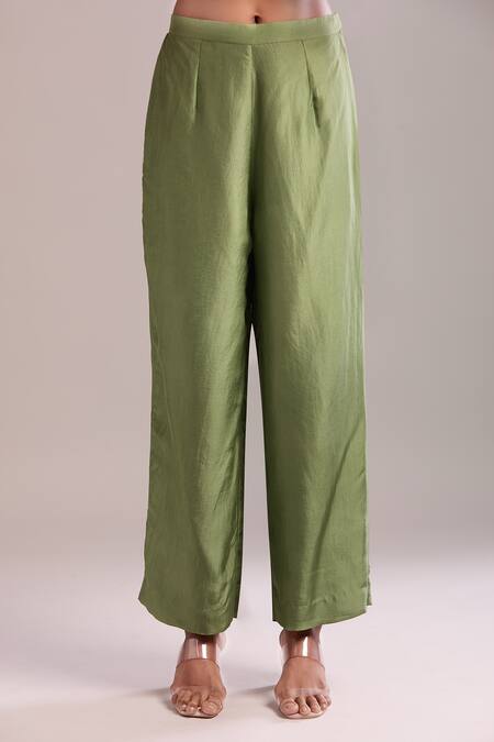 Buy_Debyani + CO_Orange Silk Sequins, Embroidery Round Neck Burnt Kurta Set With Pant And Dupatta 