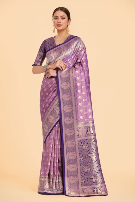 Samyukta Singhania Lavender Banarasi Silk Saree Set 