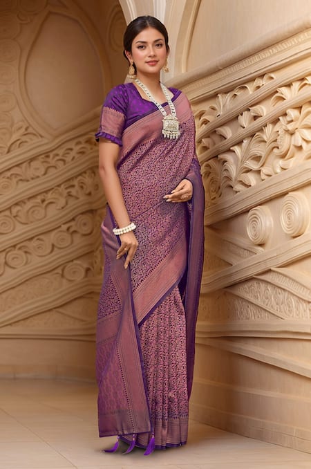 Samyukta Singhania Floral Woven Banarasi Saree With Blouse 