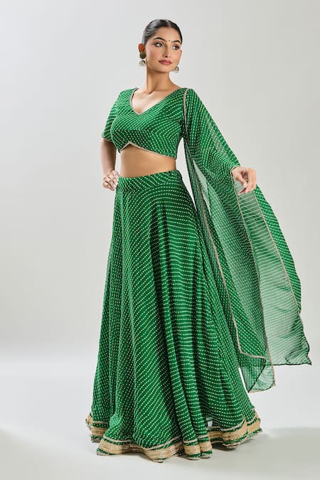 Naintara Bajaj Lace Embellished Green Lehenga Set 